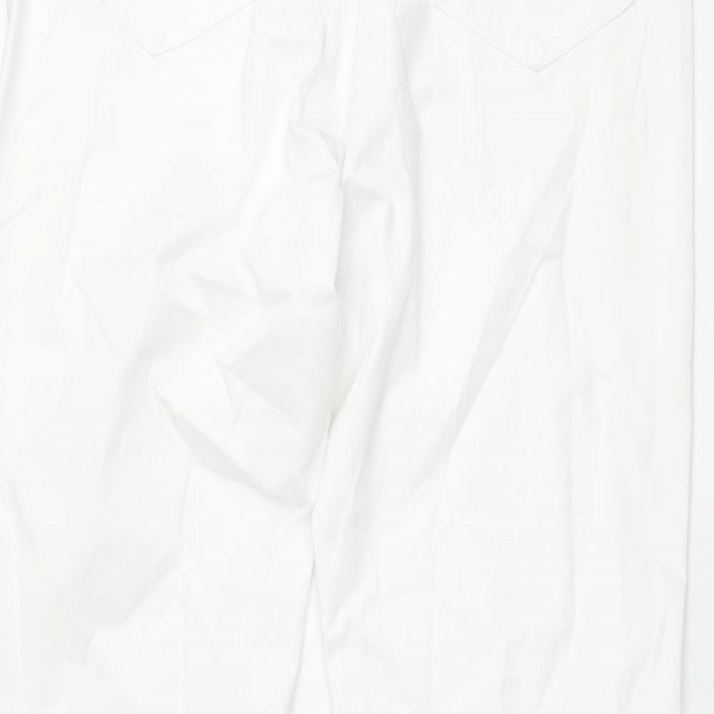 Amazing Woman Womens White Cotton Flared Jeans Size 34 in L33 in Regular Zip - Rhinestone Pocket Detail