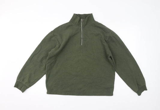 Topman Mens Green Cotton Henley Sweatshirt Size XS
