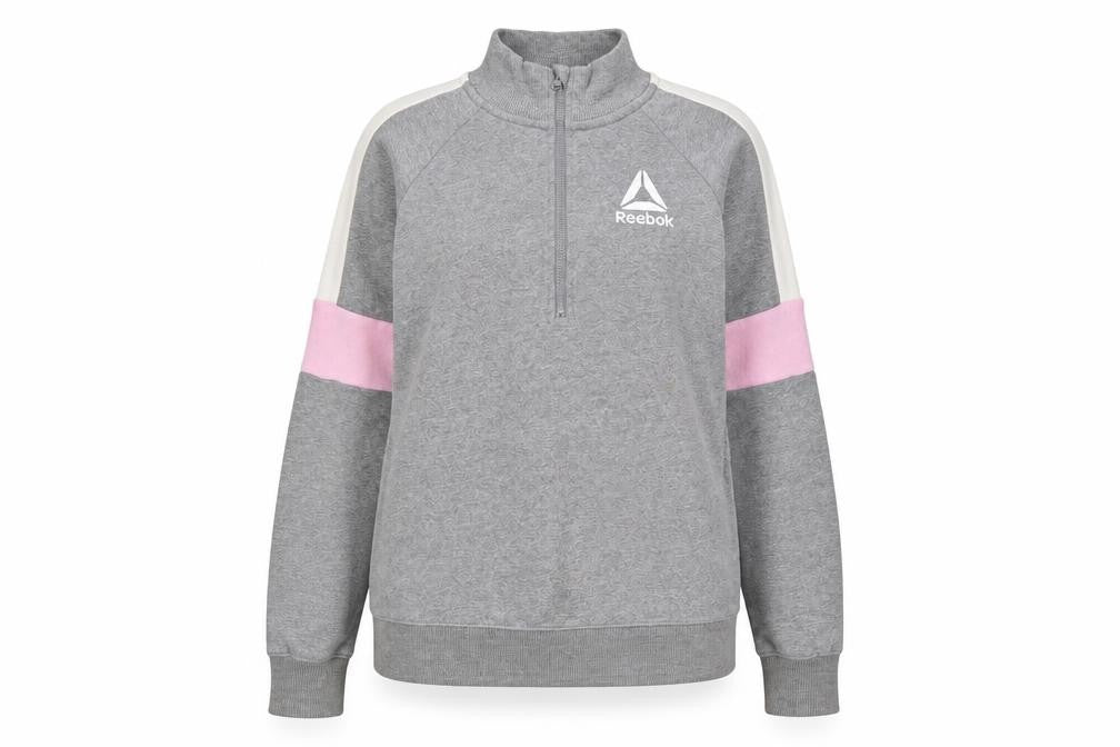 Reebok Girls Grey Cotton Henley Sweatshirt Size 2XL Pullover - Logo