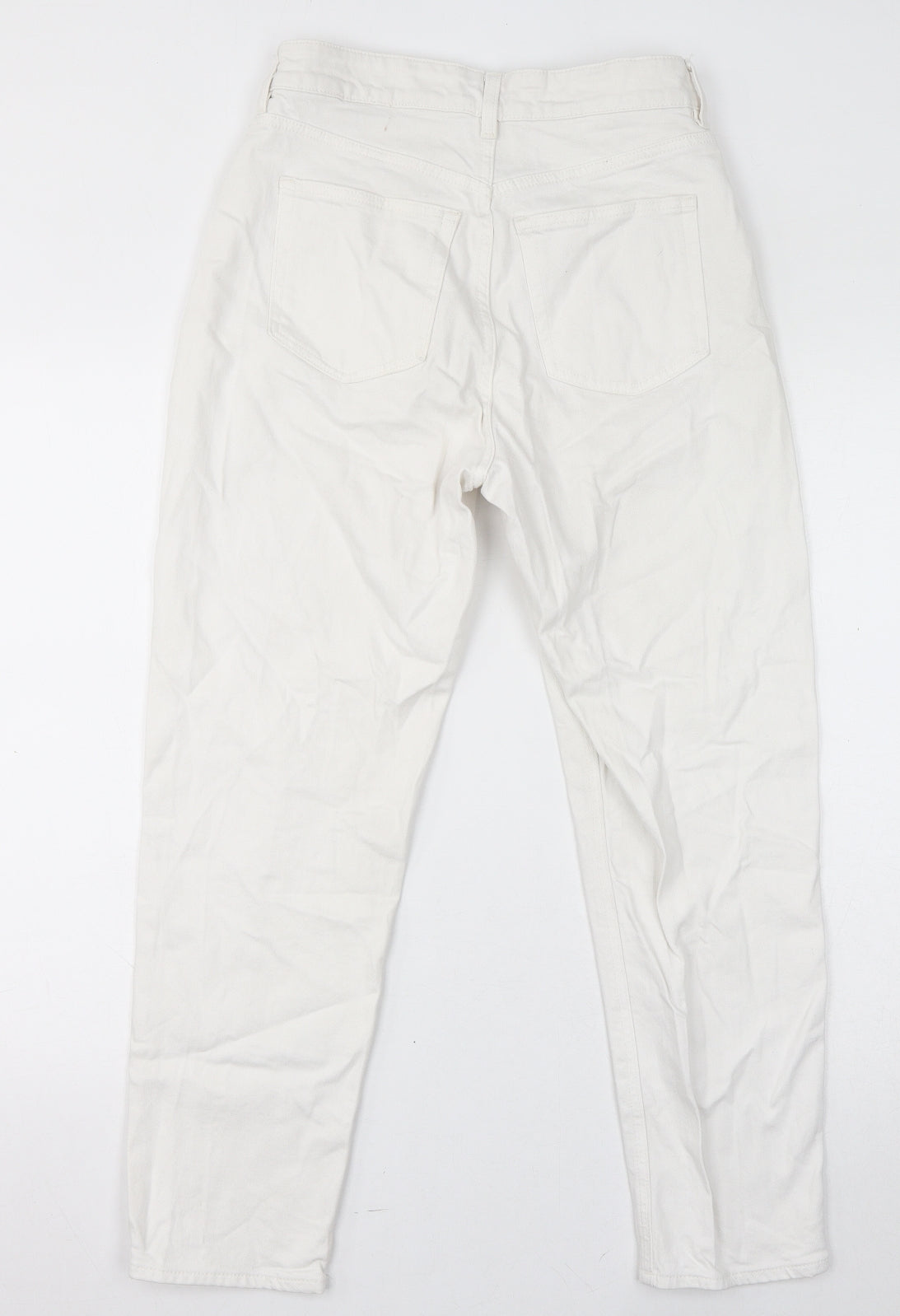 H&M Womens White Cotton Straight Jeans Size 10 L26 in Regular Zip