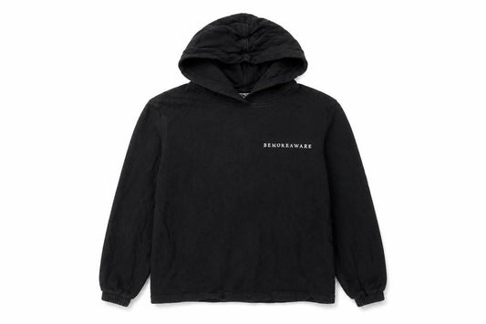 Aware Womens Black Cotton Pullover Hoodie Size S Pullover - Be More Aware Embroidered