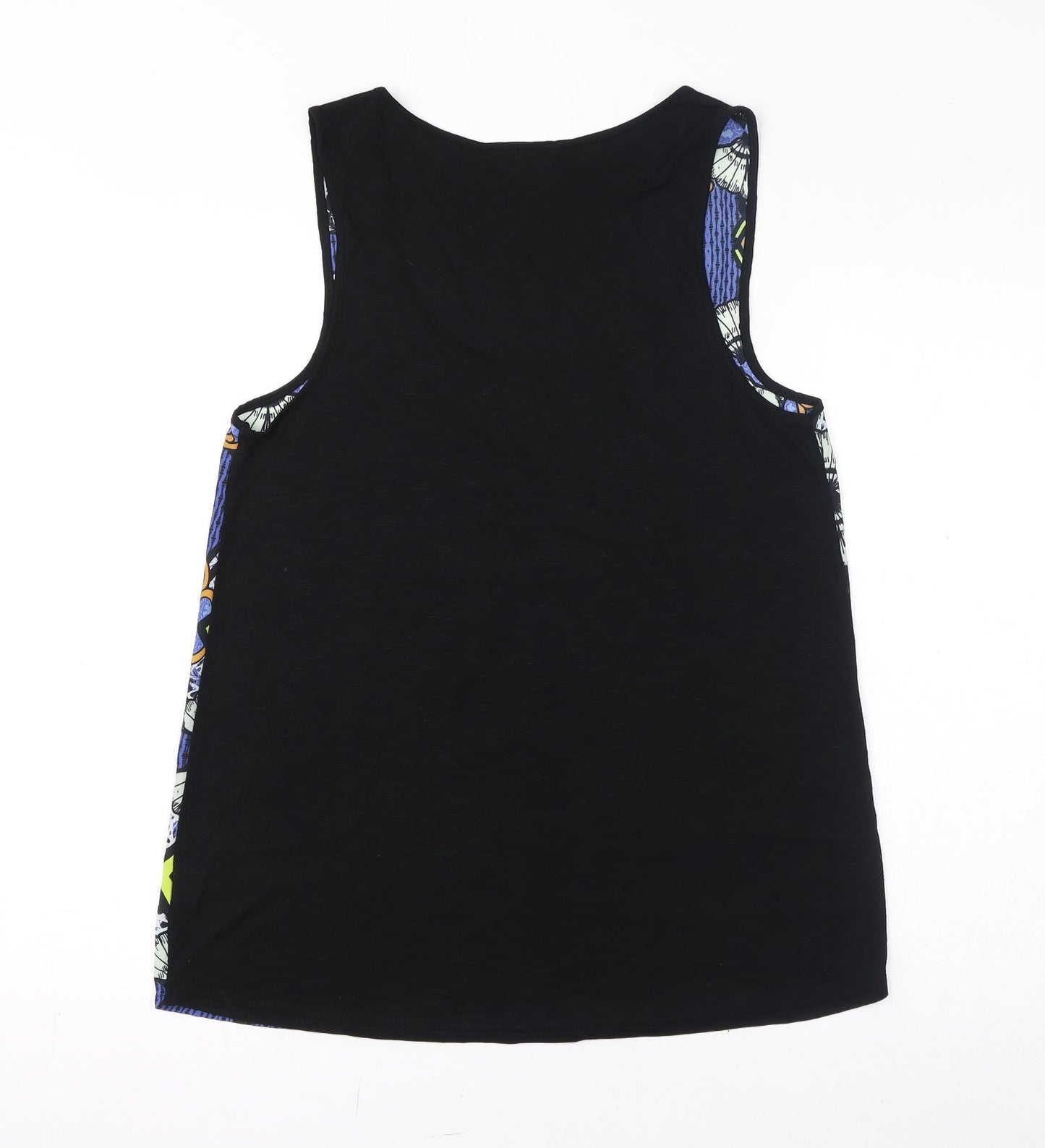 River Island Womens Blue Geometric Viscose Basic Tank Size 12 Scoop Neck