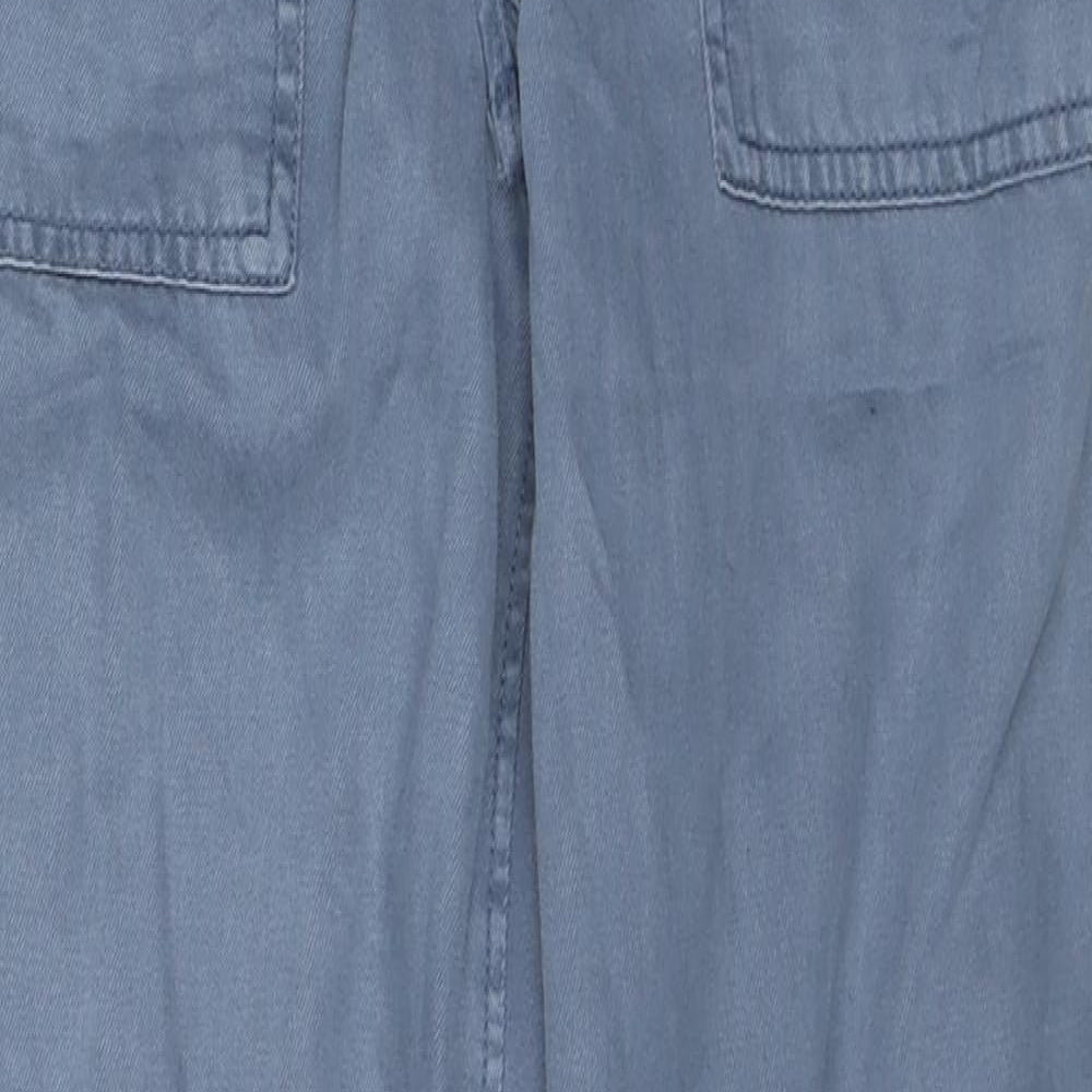 Marks and Spencer Womens Blue Lyocell Carrot Trousers Size 8 L30 in Regular Drawstring