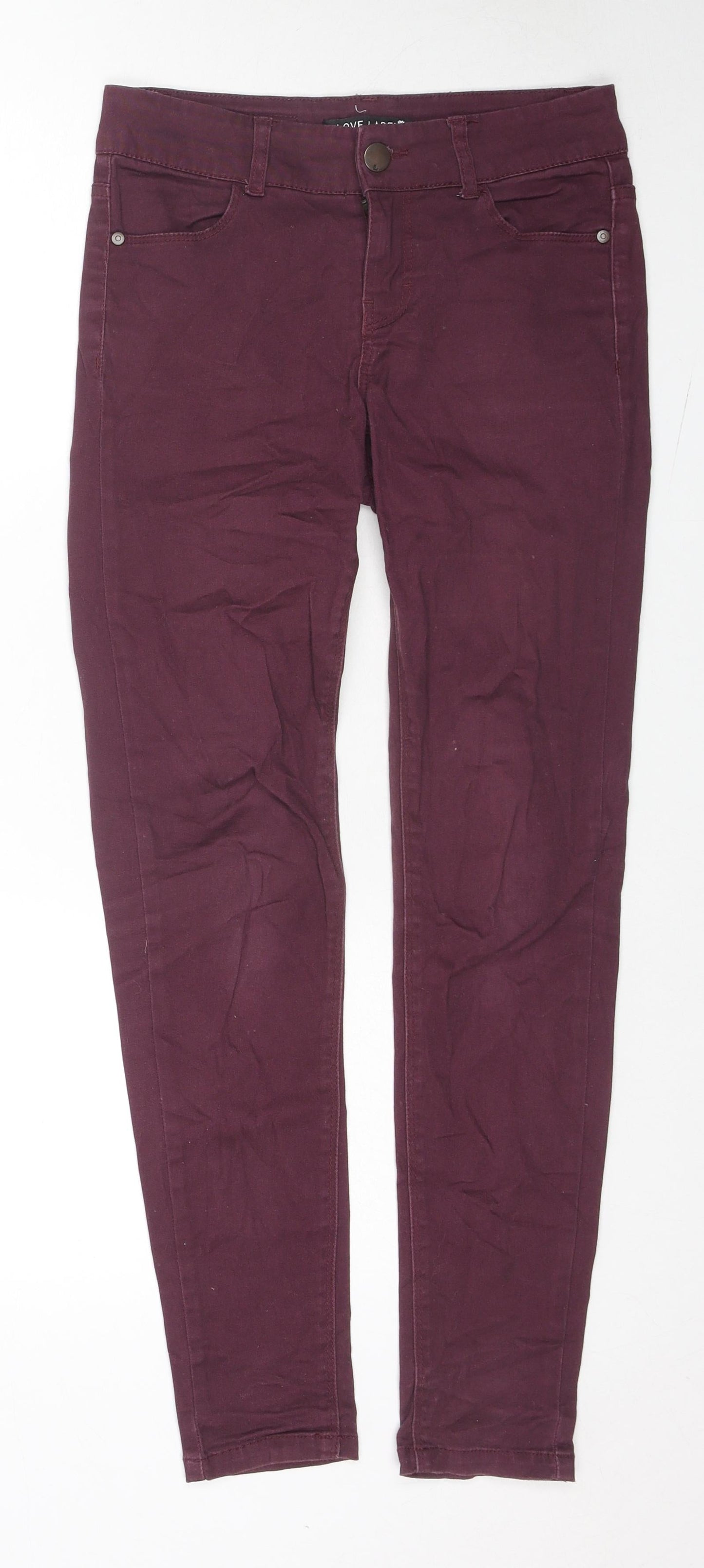 Love Label Womens Red Cotton Skinny Jeans Size 8 L28 in Regular Zip