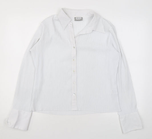 Wallis Womens White Polyester Basic Button-Up Size 16 Collared