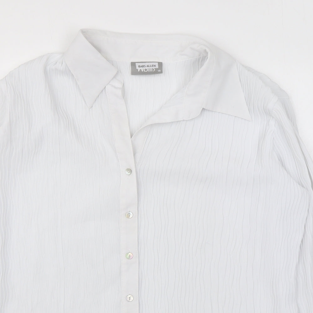 Wallis Womens White Polyester Basic Button-Up Size 16 Collared