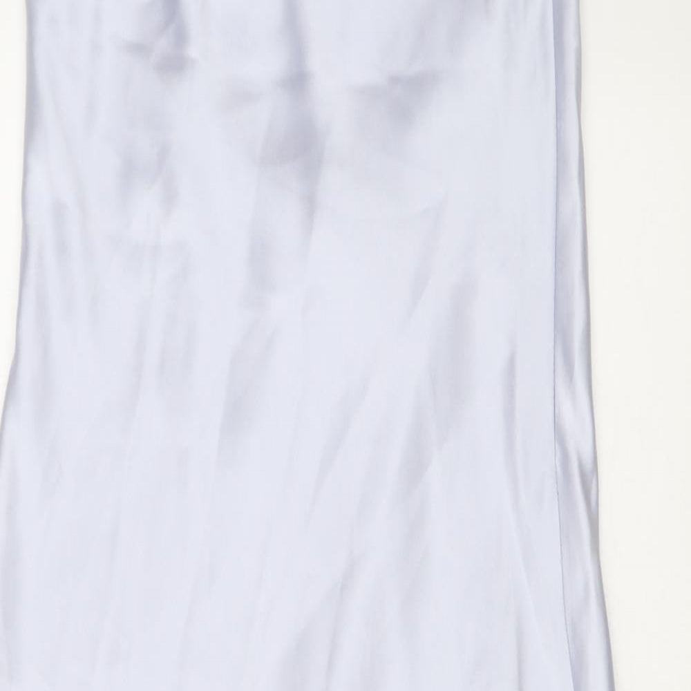 Zara Womens Silver Polyester Maxi Size L Halter Zip