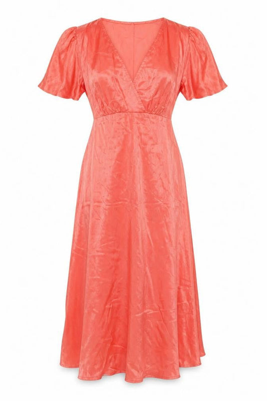Marks & Spencer Womens Orange Viscose Maxi Size 12 V-Neck Pullover