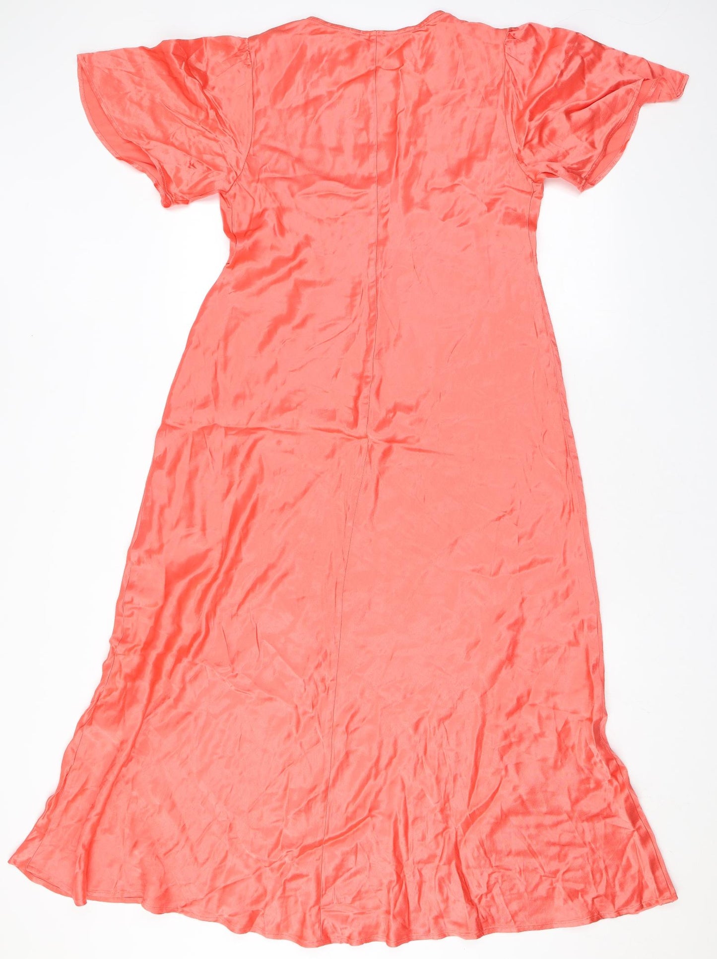 Marks and Spencer Womens Orange Viscose Maxi Size 12 V-Neck Pullover