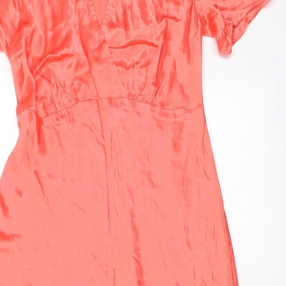 Marks and Spencer Womens Orange Viscose Maxi Size 12 V-Neck Pullover