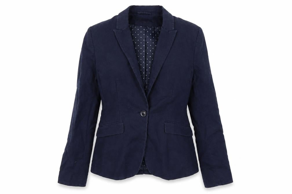H&M Womens Blue Linen Jacket Blazer Size 10