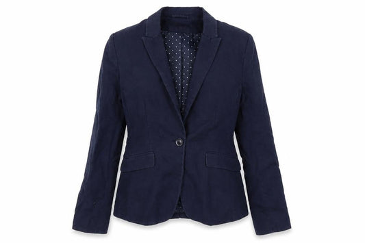 H&M Womens Blue Linen Jacket Blazer Size 10