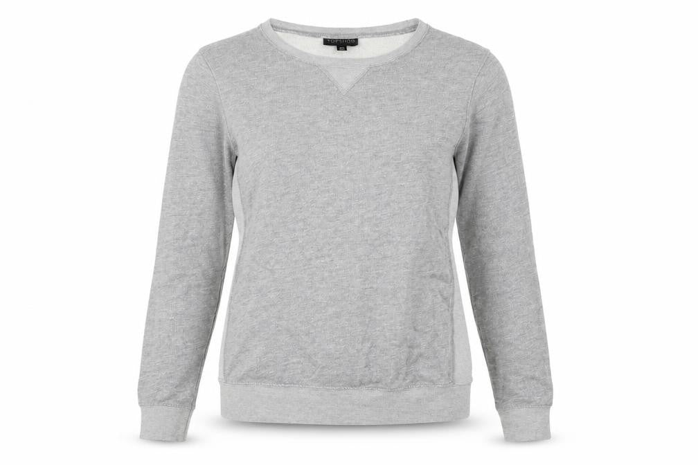 Topshop Womens Grey Cotton Pullover Sweatshirt Size 10 Pullover