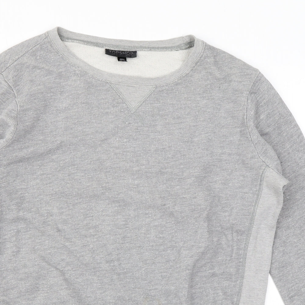 Topshop Womens Grey Cotton Pullover Sweatshirt Size 10 Pullover