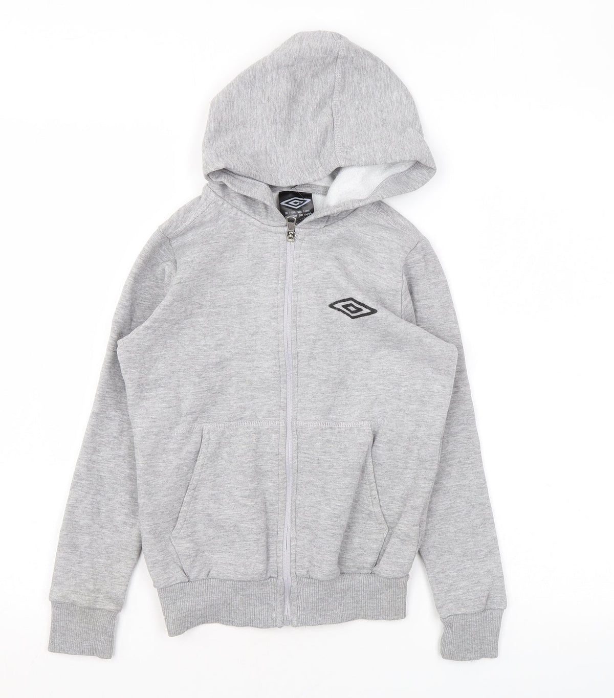 Umbro Boys Grey Cotton Full Zip Hoodie Size 7-8 Years Zip