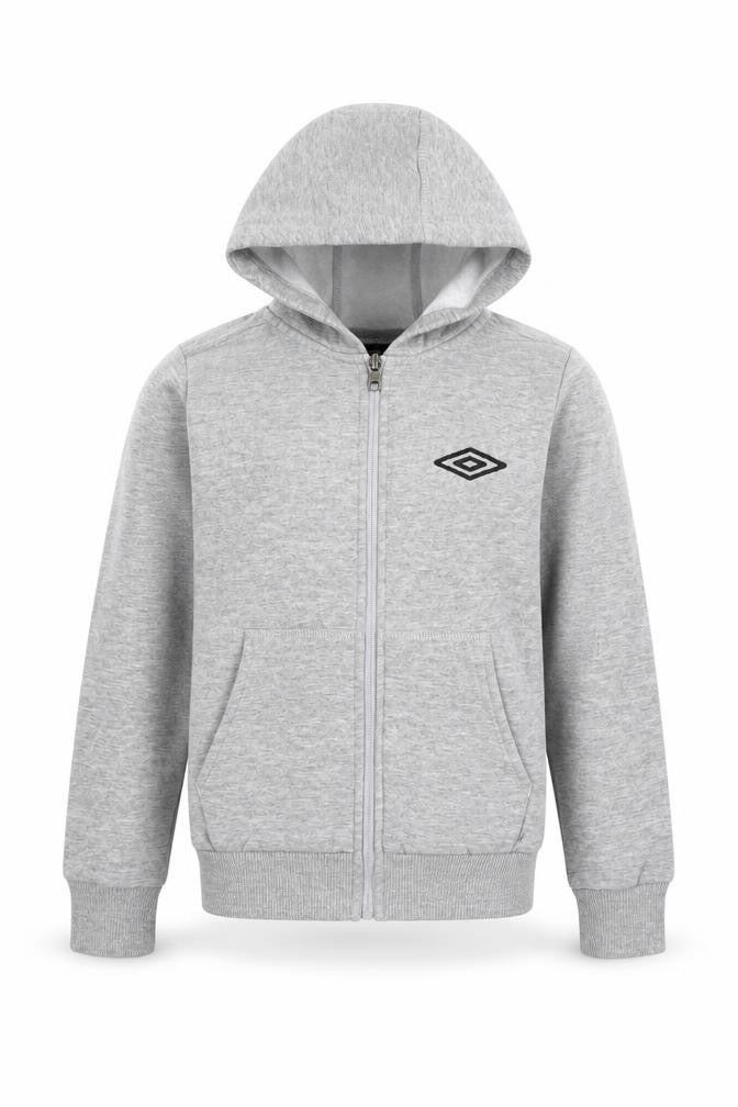 Umbro Boys Grey Cotton Full Zip Hoodie Size 7-8 Years Zip