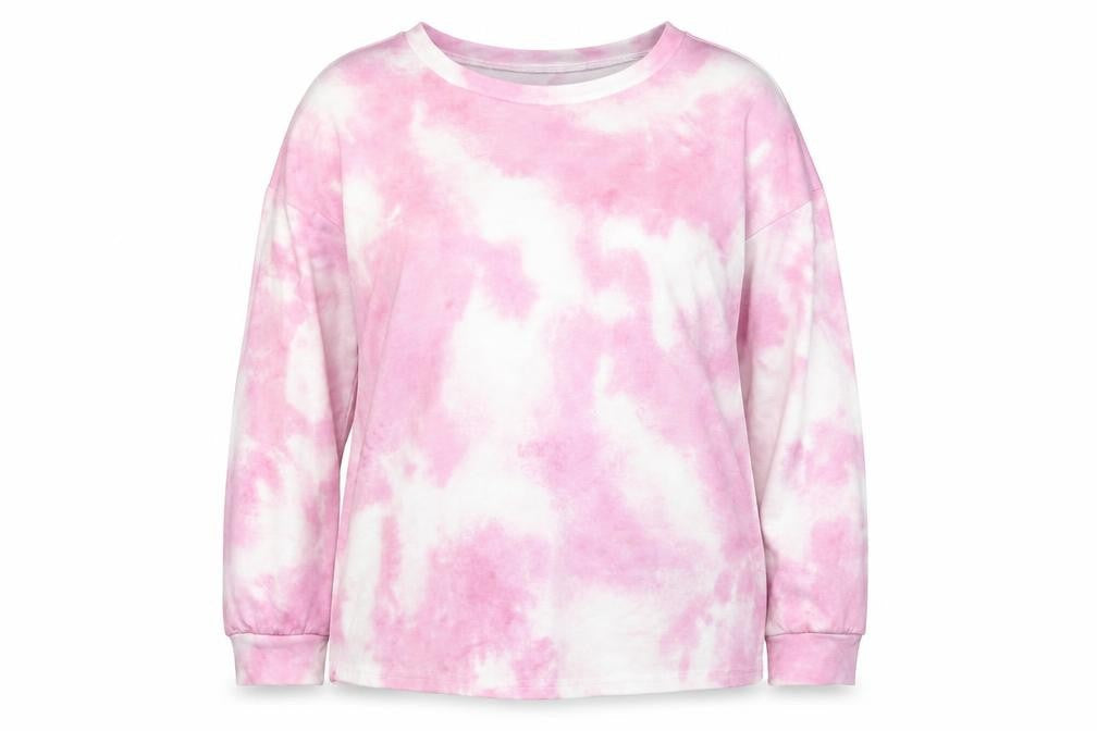 Patpat Womens Pink Polyester Pullover Sweatshirt Size XL Pullover - Tie Dye