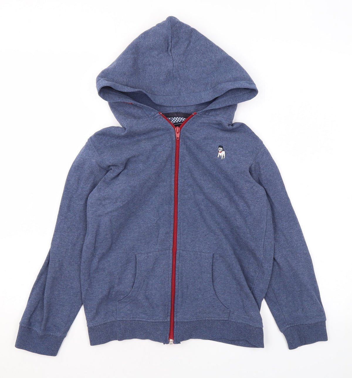The Spitalfields Shirt Co Boys Blue Cotton Full Zip Hoodie Size 9-10 Years Zip