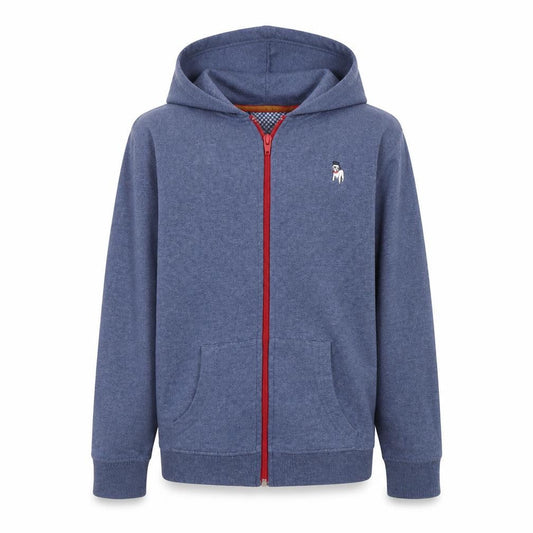 The Spitalfields Shirt Co Boys Blue Cotton Full Zip Hoodie Size 9-10 Years Zip