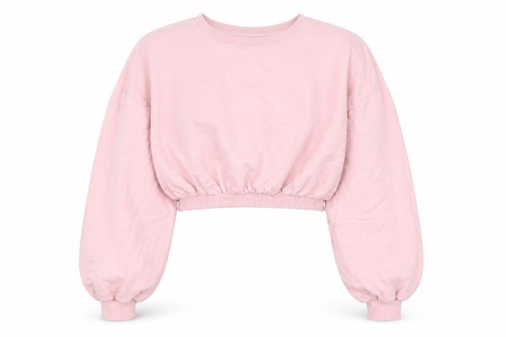 Topshop Womens Pink Cotton Pullover Sweatshirt Size M Pullover - Cropped