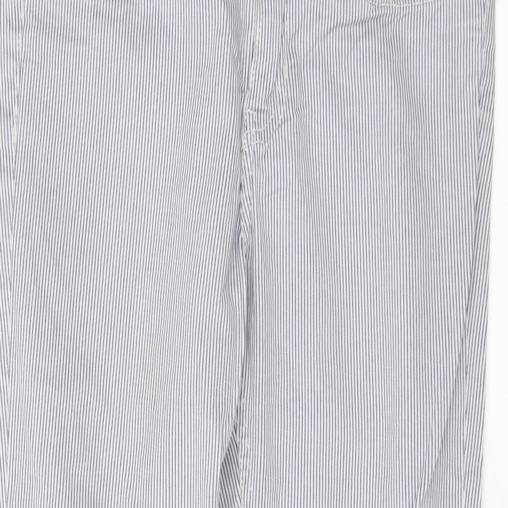 H&M Womens Blue Striped Cotton Straight Jeans Size 10 L24 in Regular Zip