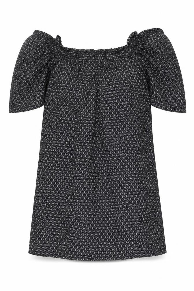 H&M Womens Black Geometric Polyester Shift Size S Off the Shoulder Pullover