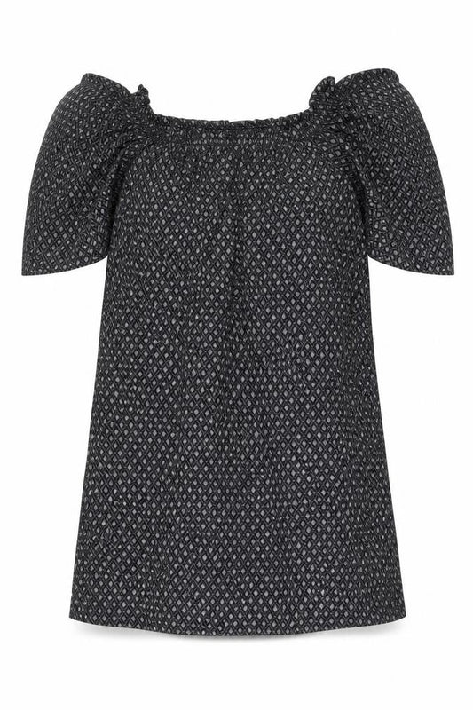 H&M Womens Black Geometric Polyester Shift Size S Off the Shoulder Pullover