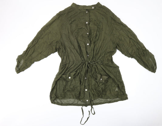 Torrid Womens Green Cotton Basic Button-Up Size 4 Round Neck