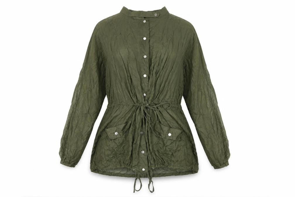 Torrid Womens Green Cotton Basic Button-Up Size 4 Round Neck