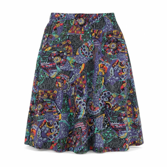 Brittany Nicole Womens Blue Geometric Rayon Swing Skirt Size L