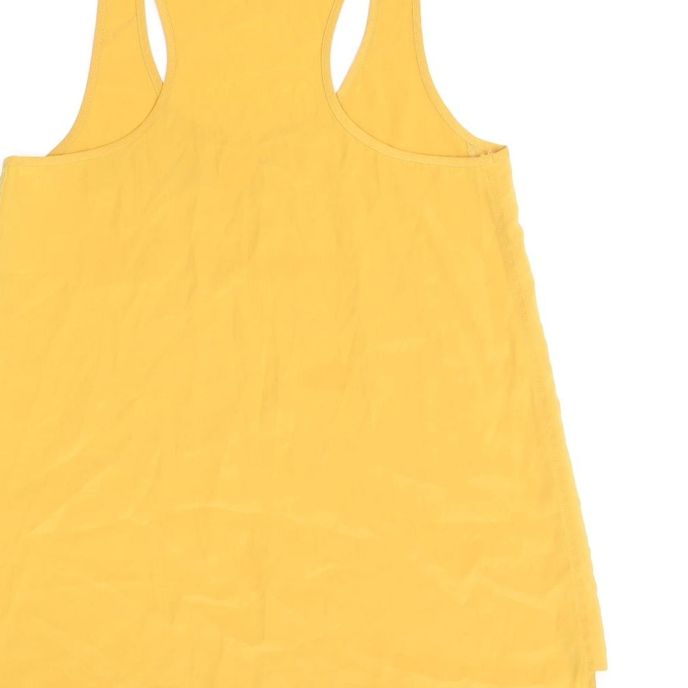 River Island Womens Yellow Polyester Basic Tank Size 10 Scoop Neck