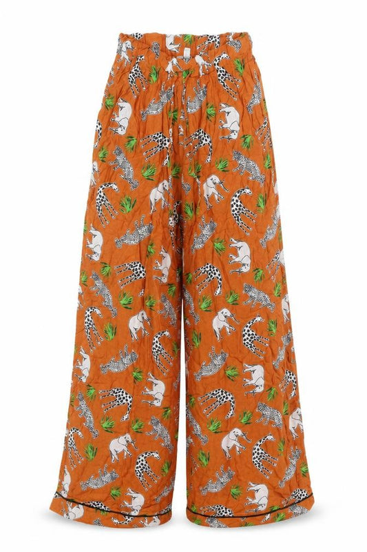 ASOS Womens Orange Animal Print Polyester Trousers Size 6 L30 in Regular Drawstring