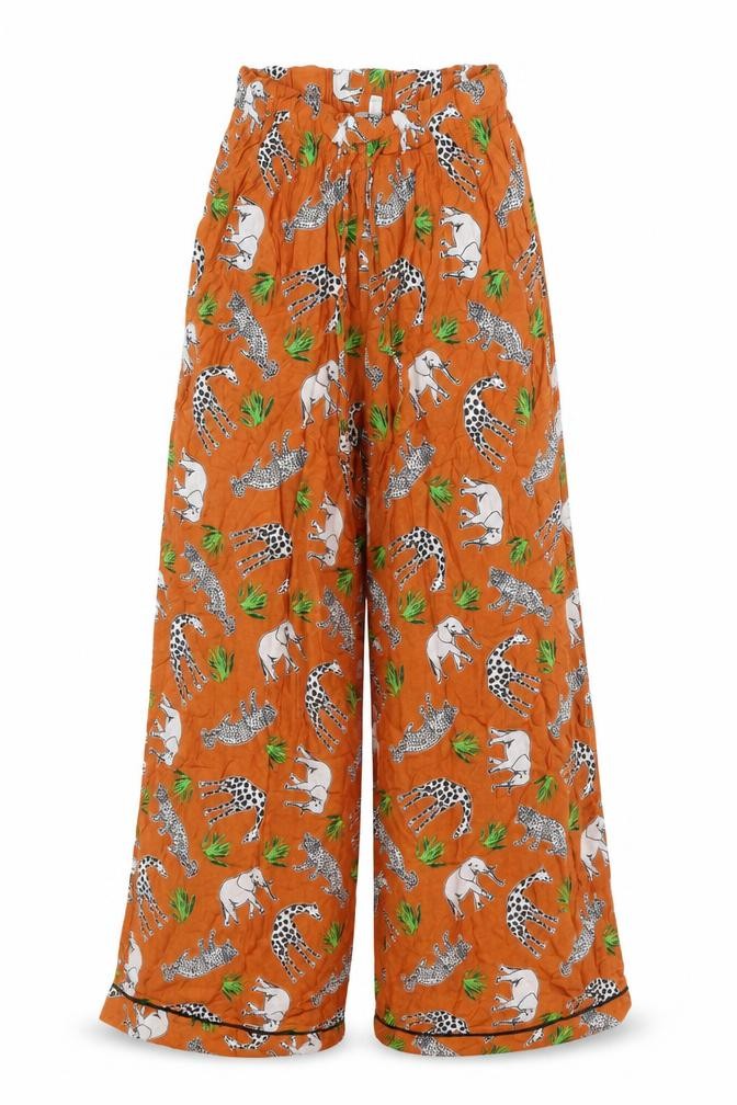 ASOS Womens Orange Animal Print Polyester Trousers Size 6 L30 in Regular Drawstring