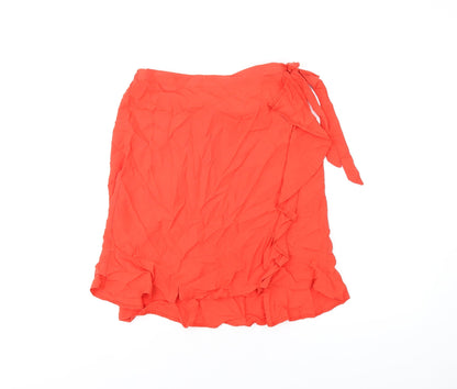New Look Womens Red Viscose Mini Skirt Size 8 Tie