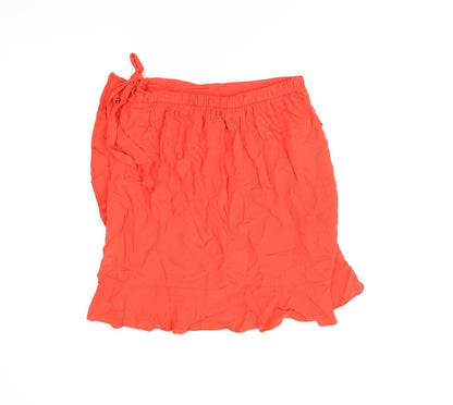 New Look Womens Red Viscose Mini Skirt Size 8 Tie