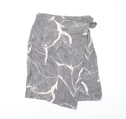 RJR.John Rocha Womens Grey Geometric Viscose Wrap Skirt Size 14 Zip