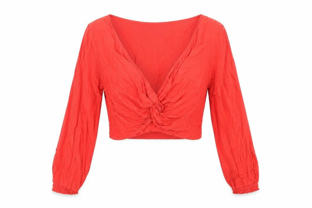 Urban Outfitters Womens Red Linen Basic T-Shirt Size M V-Neck