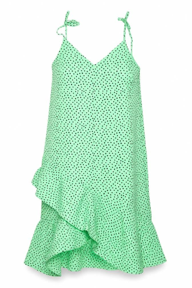 Elli White Womens Green Polka Dot Polyester Shift Size L V-Neck Zip