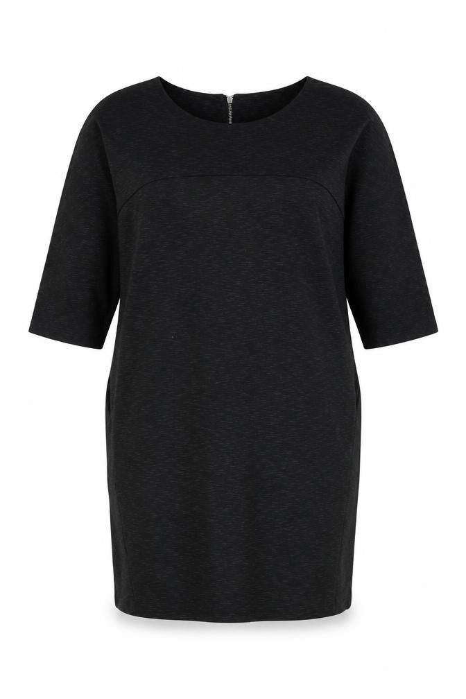 John Lewis Womens Black Polyester Shift Size 18 Round Neck Zip