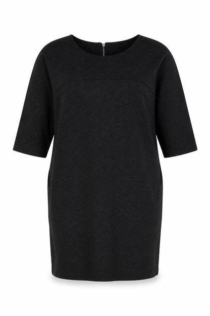 John Lewis Womens Black Polyester Shift Size 18 Round Neck Zip