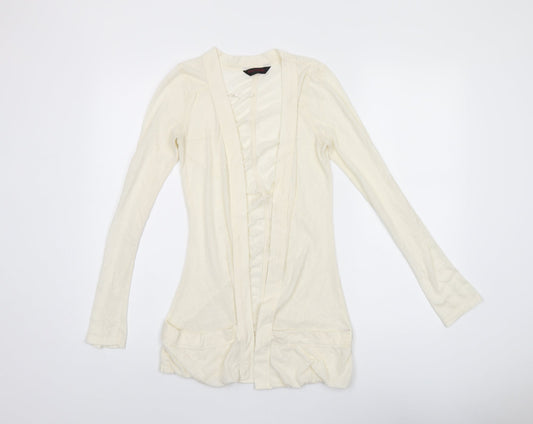 Miss Selfridge Womens Ivory V-Neck Polyester Cardigan Jumper Size 6