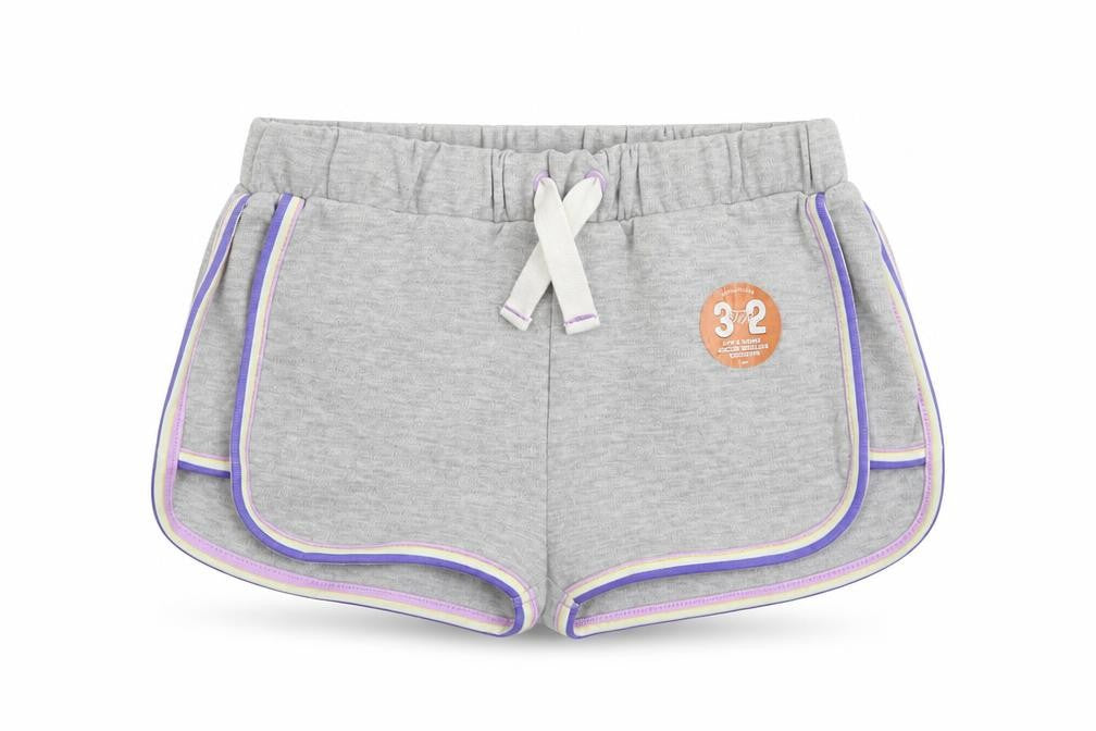 Marks & Spencer Girls Grey Cotton Sweat Shorts Size 6-7 Years Regular Drawstring - Contrasting Trim