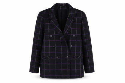Richards Womens Black Plaid Jacket Blazer Size 14 Button
