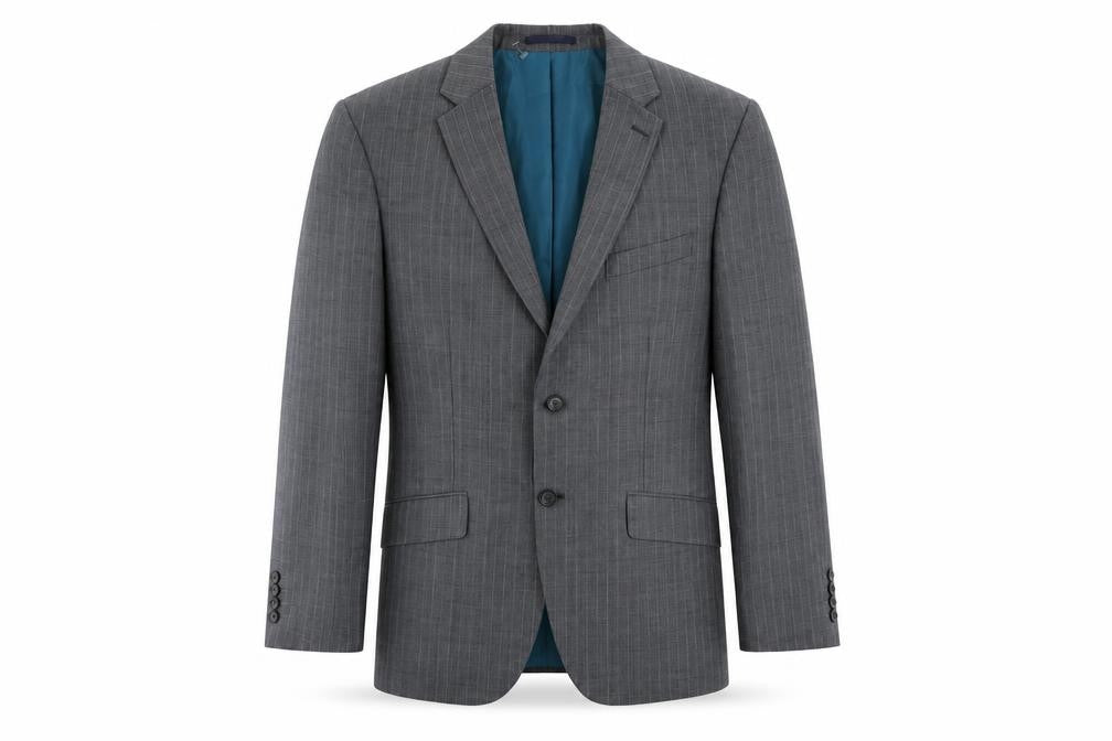 Marks & Spencer Mens Grey Striped Wool Jacket Suit Jacket Size 40 Regular
