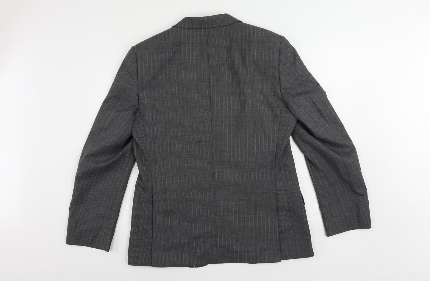 Marks and Spencer Mens Grey Striped Wool Jacket Suit Jacket Size 40 Regular