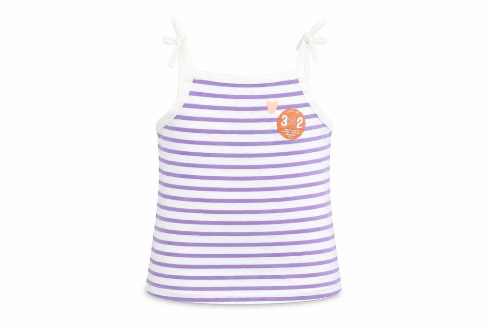 Marks & Spencer Girls Purple Striped Cotton Camisole Tank Size 2-3 Years Square Neck Pullover
