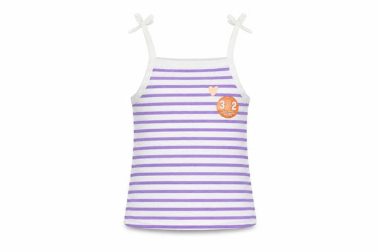 Marks & Spencer Girls Purple Striped Cotton Camisole Tank Size 2-3 Years Square Neck Pullover
