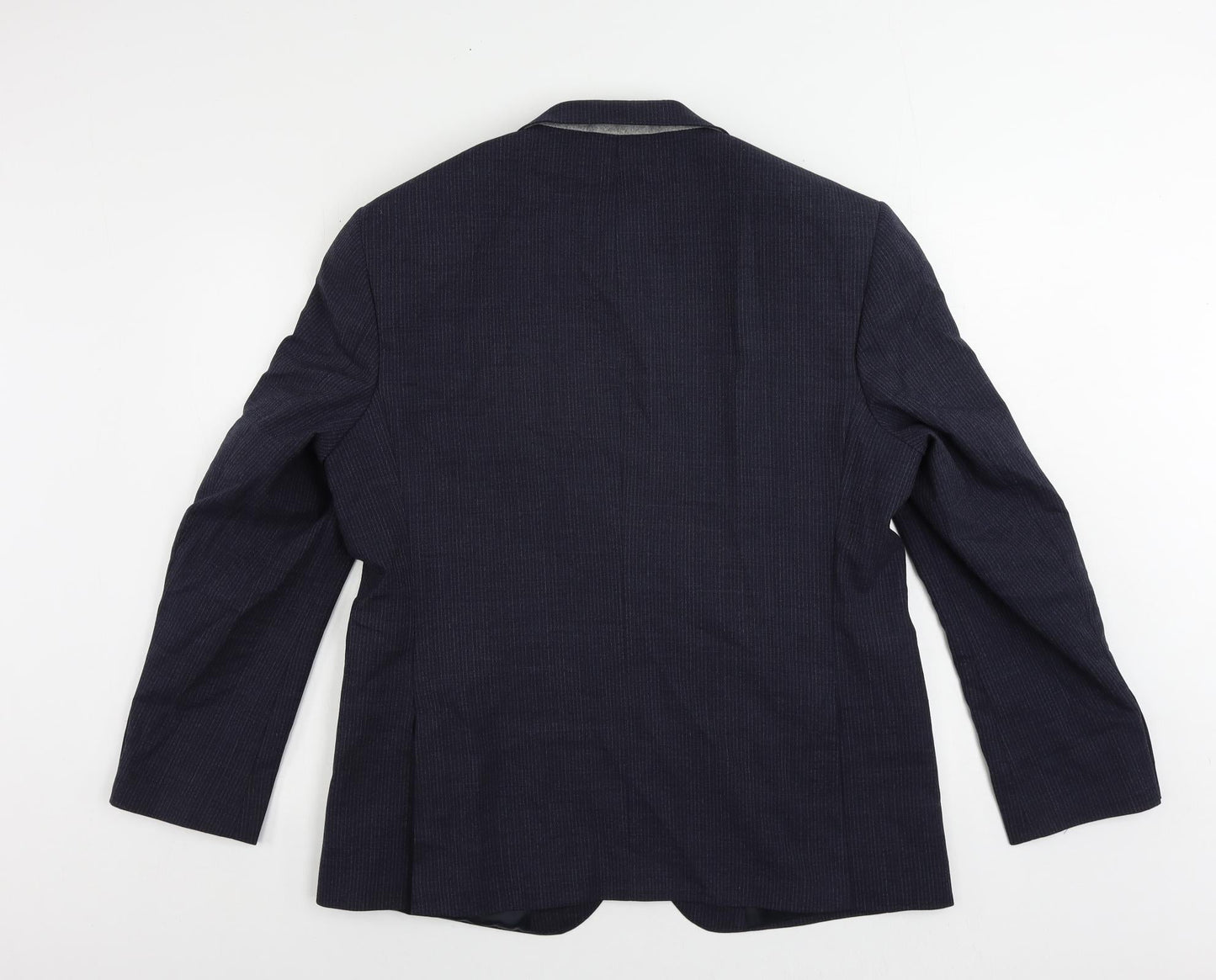 Marks and Spencer Mens Blue Striped Wool Jacket Suit Jacket Size 44 Regular