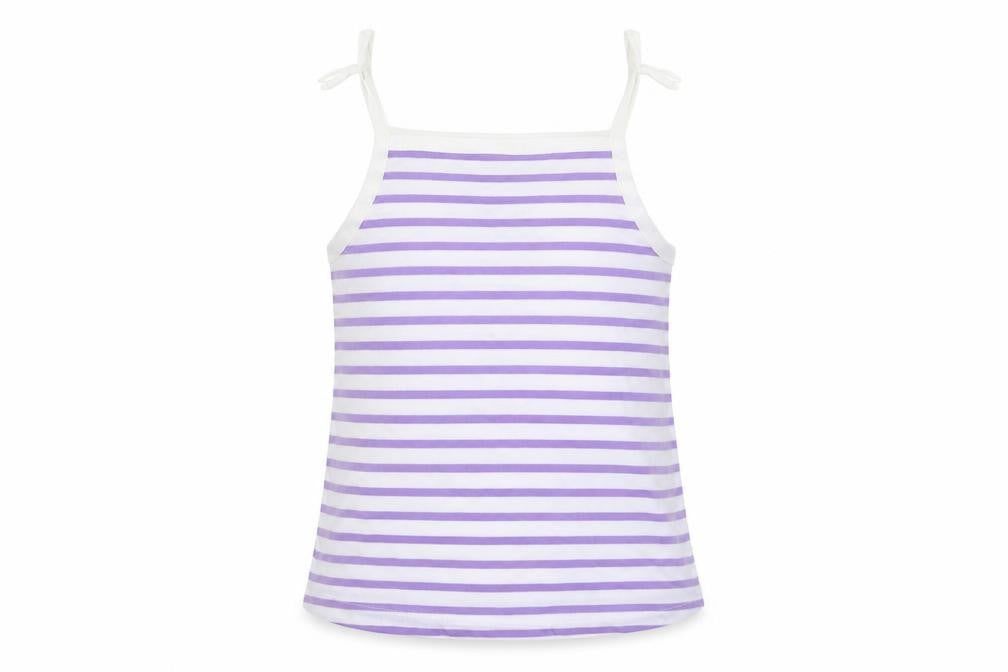 Marks & Spencer Girls Purple Striped Cotton Camisole Tank Size 2-3 Years Square Neck Pullover