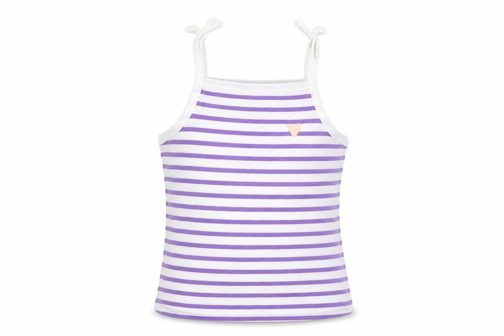 Marks & Spencer Girls Purple Striped Cotton Camisole Tank Size 3-4 Years Square Neck Pullover